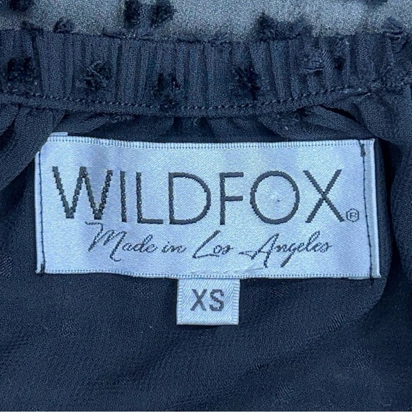 XS WILDFOX BLACK DOT PEASANT BLOUSE OFF SHOULDER RETRO GOTH LONG SLEEVE - Picture 9 of 11